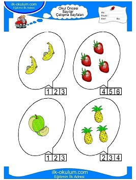 Çocuklar İçin sayı Çalışma Sayfaları 